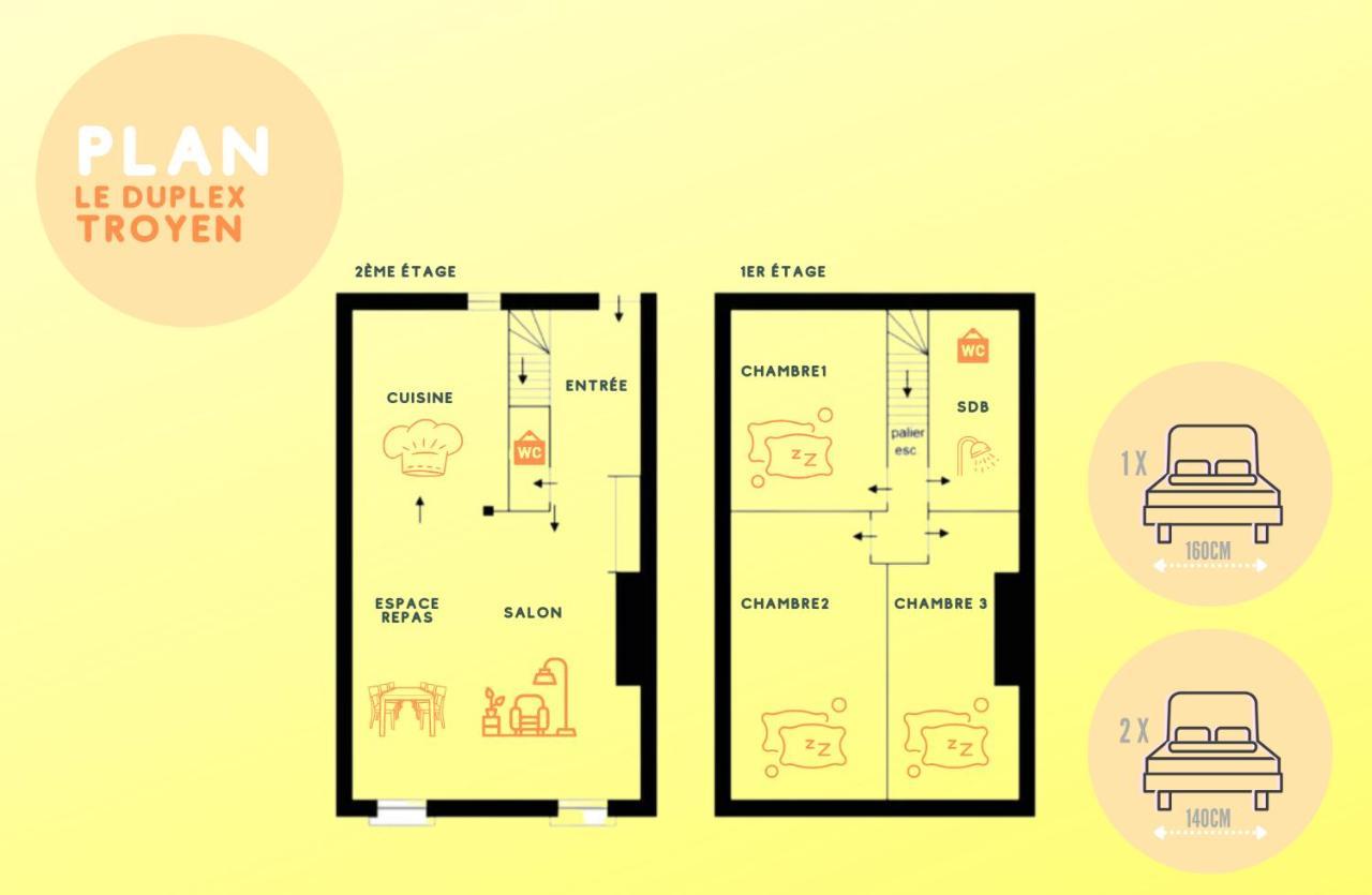 Le Duplex Pasteur - 5 Min Hypercentre - Ideal Groupe - Parking Gratuit Troyes Exterior photo